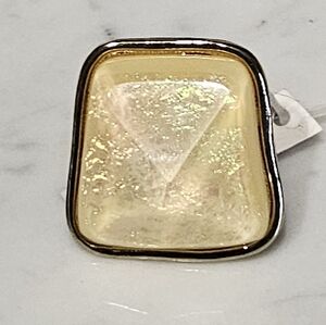NWT - Creamy Iridescent Cabechon Goldtone Adjustable Ring